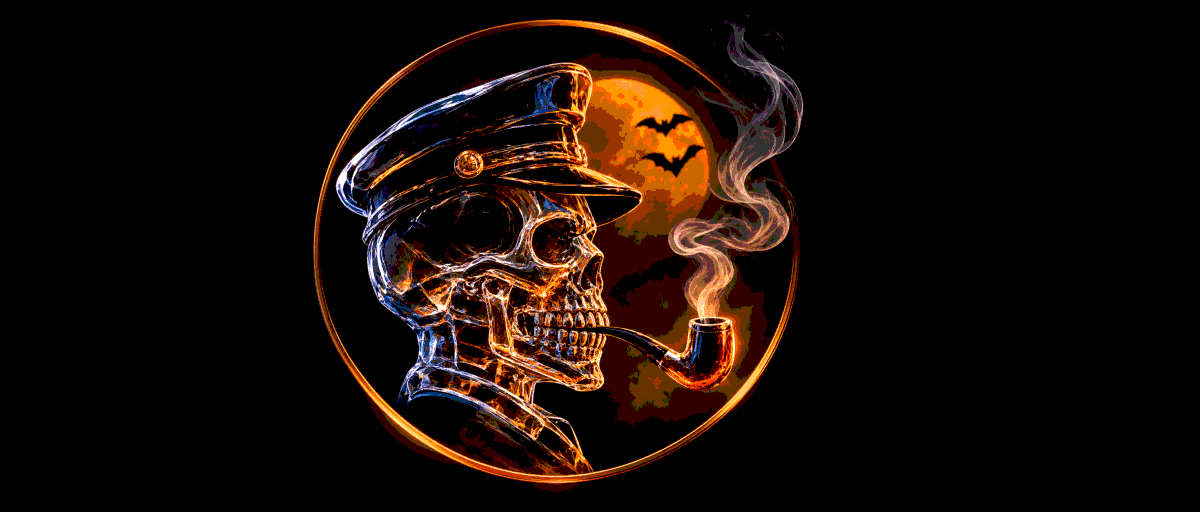 Neon Crystal Skull Captain Logo stretched