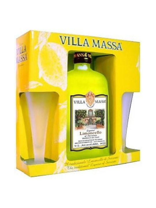 villa massa limoncello 75cl glasses gift pack