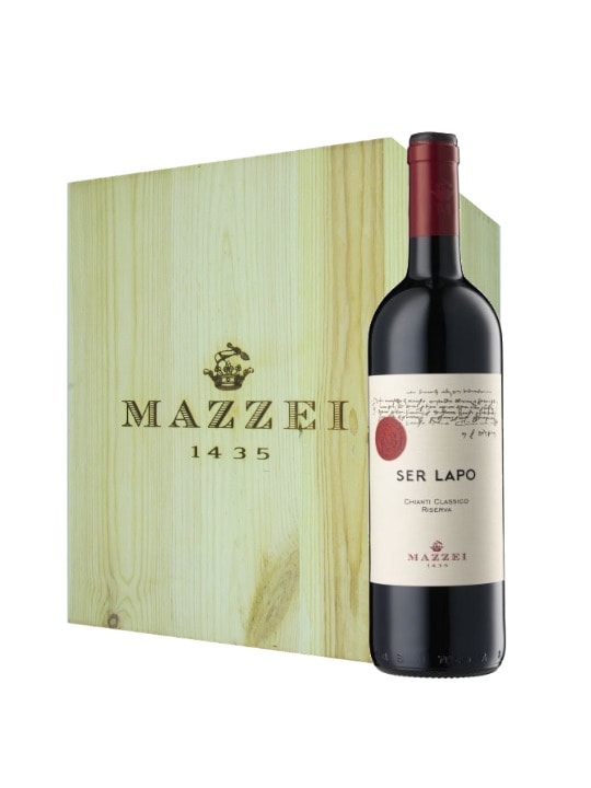 mazzei ser lapo chianti wooden box 6 75cl